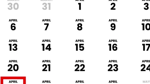 The date April 27, 2026 marked with a red cursor on the wall animation Vídeo Stock 328651645
