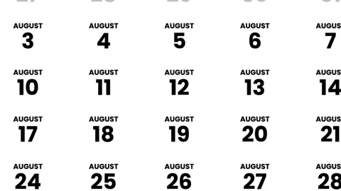 The date August 31st, 2026 marked with a red cursor on the wall animation Video stock 323623762