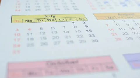 Date In Calendar July Stock Footage 64060026