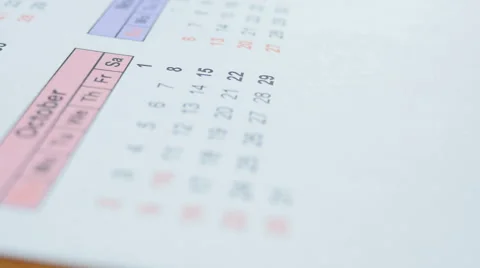 Date In Calendar October Stock Footage 64060034