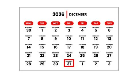 The date December 31st, 2026 Stock Illustration