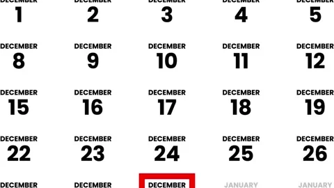 The date December 31st, 2026 marked with a red cursor on the wall animation Stock Footage 323625420