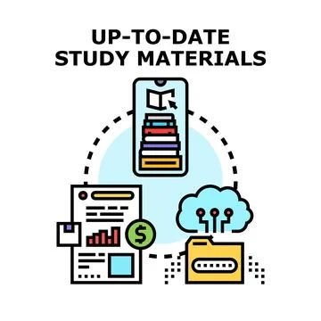 Up to date digital study materials and online education Ilustração Stock
