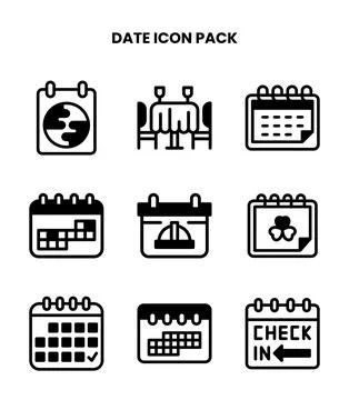 Date DuoTone Collection Icons Pack Stock Illustration