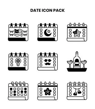 Date DuoTone Design Icons Pack Stock Illustration