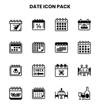 Date DuoTone Icons Pack Stock Illustration