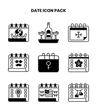 Date DuoTone Vector Icons Pack Stock Illustration