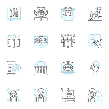 Up-to-date education linear icons set. Modern, Current, Relevant, Innovative Stock Illustration