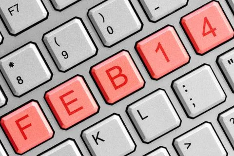 Date feb 14  on the computer keyboard Stock Illustration