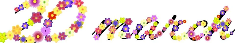 Date of first day of spring made of flowers Stock Illustration