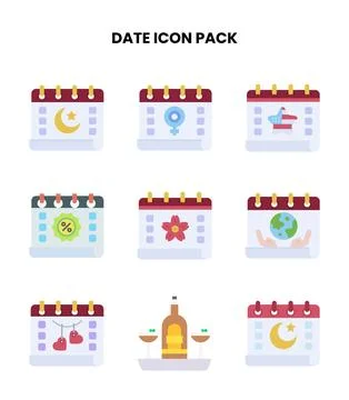 Date Flat Graphics Icons Pack Stock Illustration