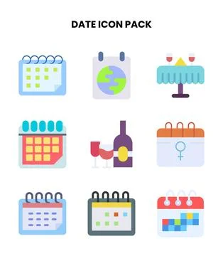 Date Flat Icons Pack Stock Illustration