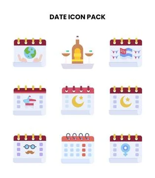 Date Flat UI Icons Pack Stock Illustration