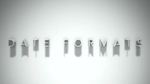Date formats 3D title animation white text on a white background Stock Footage 299758555