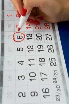 Date Friday 6 is marked on the calendar. Foto stock