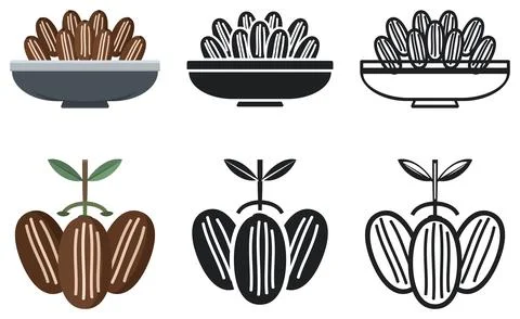 Date Fruit Element Flat Vector Design Collection Commercial Visual Graphic 库存插图