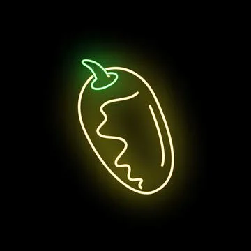 Date fruit glowing neon outline on black Stock Illustration