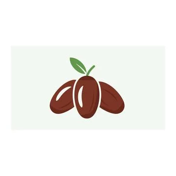 Date fruit illustration with leaf with the image has a hand-drawn feel agains Stock Illustration