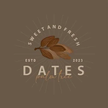 Date Fruit Logo, Elegant Minimalist Premium Design, Sweet Date Fruit Logo T.. Stock Illustration