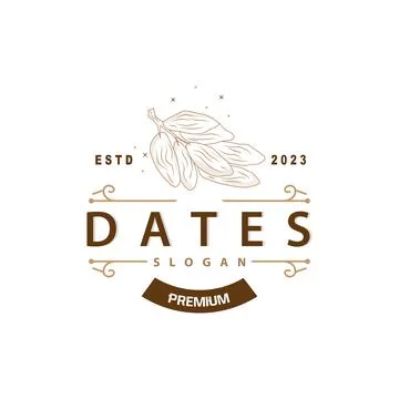 Date Fruit Logo, Elegant Minimalist Premium Design, Sweet Date Fruit Logo T.. Stock Illustration