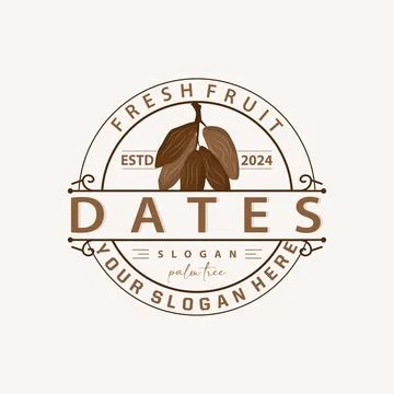 Date Fruit Logo, Elegant Minimalist Premium Design, Sweet Date Fruit Logo T.. Stock Illustration