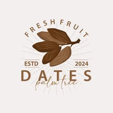 Date Fruit Logo, Elegant Minimalist Premium Design, Sweet Date Fruit Logo T.. Stock Illustration