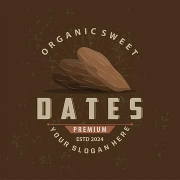 Date Fruit Logo, Elegant Minimalist Premium Design, Sweet Date Fruit Logo T.. Stock Illustration