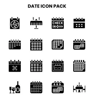 Date Glyph Design Icons Pack Ilustración de archivo