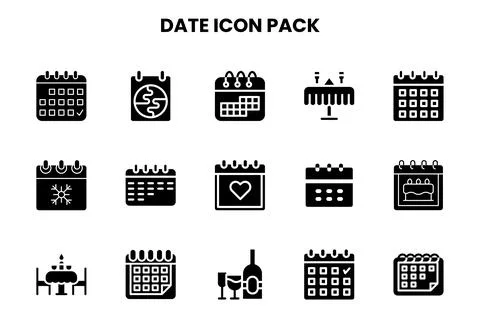 Date Glyph Graphics Icons Pack Stock Illustration