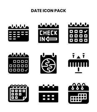 Date Glyph Graphics Icons Pack Stock Illustration