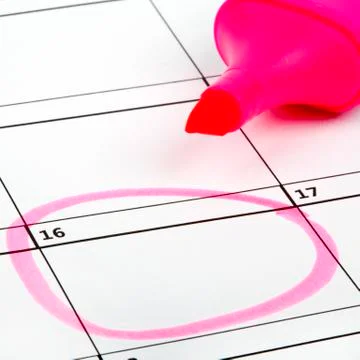 Date Highlighted on a Calendar Stock Photos