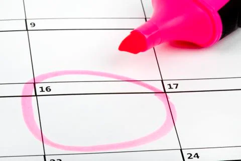 Date Highlighted on a Calendar Stock Photos