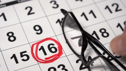 The Date is Highlighted in Red on the Calendar Stock Footage 161177013