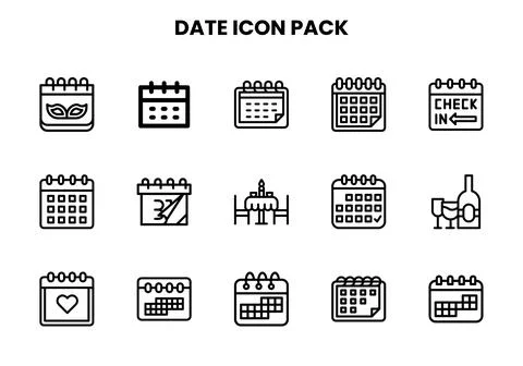 Date Line Design Icons Pack 스톡 일러스트