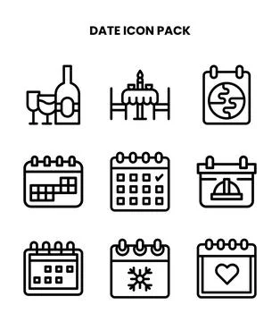 Date Line Graphics Icons Pack Stock Illustration