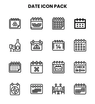 Date Line Graphics Icons Pack Stock Illustration