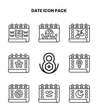 Date Line Graphics Icons Pack Stock Illustration