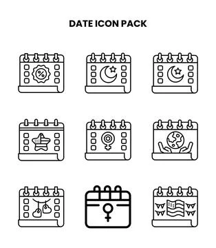 Date Line Scalable Icons Pack Stock Illustration