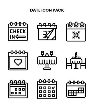 Date Line Scalable Icons Pack Stock Illustration