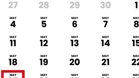 The date May 25, 2026 marked with a red cursor on the wall animation 動画素材 328651647