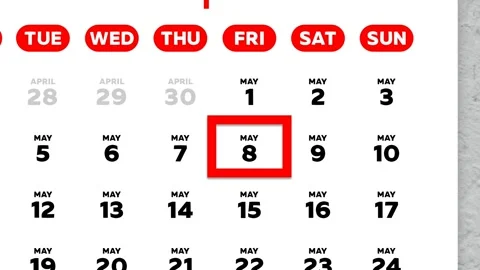 The date May 8th marked with a red curso... | Stock Video | Pond5