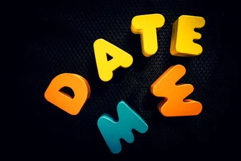 Date me word made of block letters Stock Photos