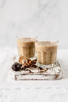 Date Milkshake with Cinnamon Stock Photos