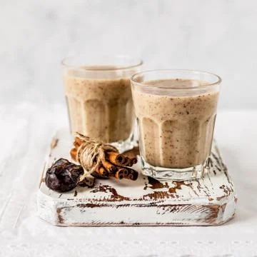 Date Milkshake with Cinnamon Stock Photos