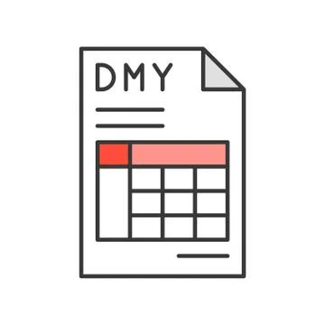 Date month year and table in document, report or data icon, editable stroke o Stock Illustration