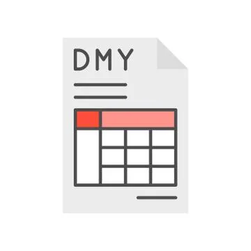 Date month year and table in document, report or data icon Stock Illustration