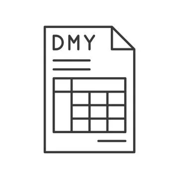 Date month year and table in document, report or data icon, editable stroke o Stock Illustration