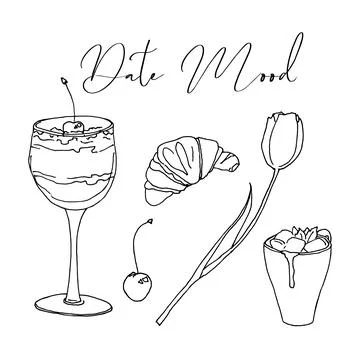 Date mood romantic doodle set Stock Illustration