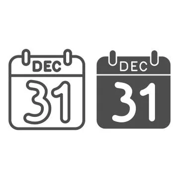 Date of New Year line and solid icon, winter holiday calendar concept, New Year Stock Illustration