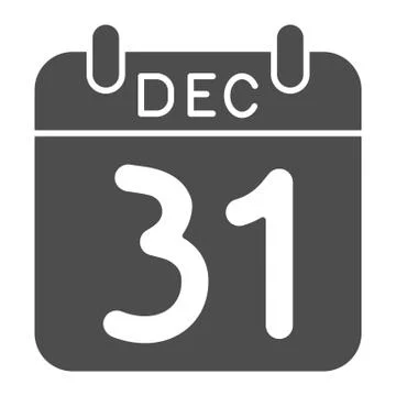 Date of New Year solid icon, winter holiday calendar concept, New Year sign on Illustrazione stock